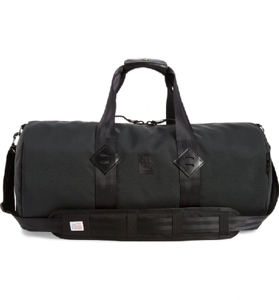 Shop Topo Designs Classic Duffle Bag - Black In Ballistic Black/ Black Leather