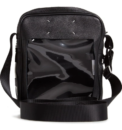 Shop Maison Margiela Clear Panel & Faux Leather Crossbody Bag In Black