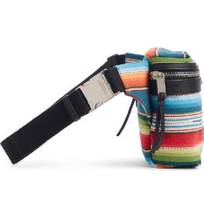 Shop Saint Laurent Multicolor Stripe Wool Blend Belt Bag