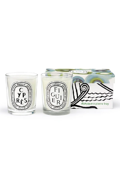 Shop Diptyque X Pierre Frey Figuier & Cypres Candle Set (limited Edition)