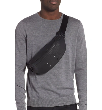 Shop Maison Margiela Leather Waist Pack In Black