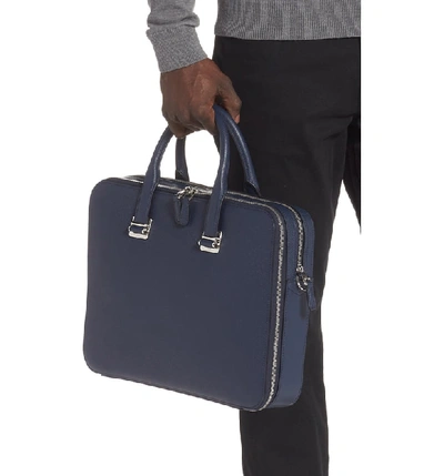 Shop Dunhill Cadogan Leather Double Document Case In Navy