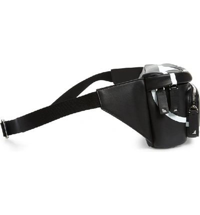 Shop Valentino V-logo Leather Belt Bag - Black In Black White