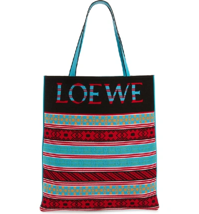 Shop Loewe Jacquard Knit Vertical Tote Bag - None In Multicolor