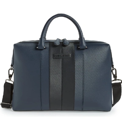 Shop Ted Baker Faux Leather Document Bag - Blue In Navy