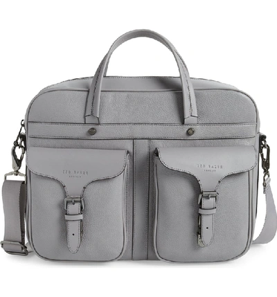 Shop Ted Baker Forsee Leather Document Bag - Grey