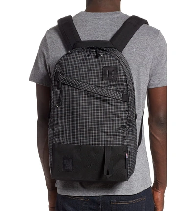 Shop Topo Designs Canvas & Leather Daypack In Black/ White Ripstop