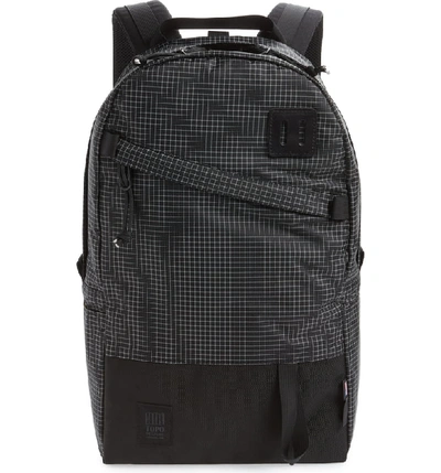 Shop Topo Designs Canvas & Leather Daypack In Black/ White Ripstop