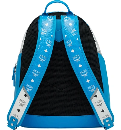 Shop Mcm Logo Visetos Colorblock Backpack - Blue/green In White Logo T. Blue