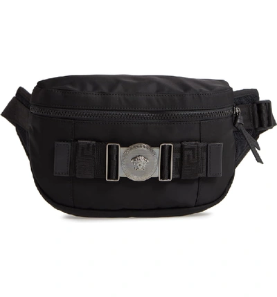 Shop Versace Logo Belt Bag In Black  Ruthenium