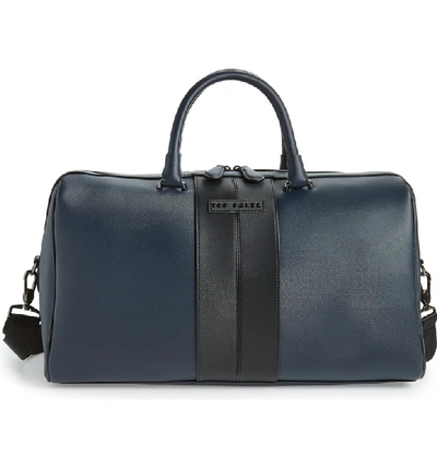Shop Ted Baker Faux Leather Duffle Bag In Navy