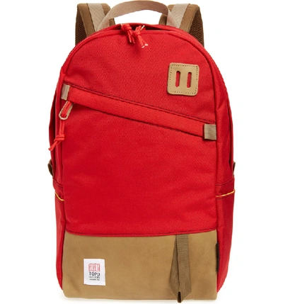 Shop Topo Designs Canvas & Leather Daypack - Red In Red/khaki Leather
