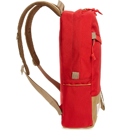 Shop Topo Designs Canvas & Leather Daypack - Red In Red/khaki Leather