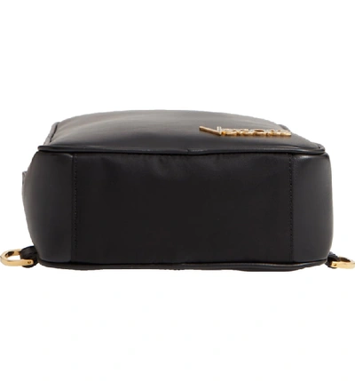 Shop Versace Logo Leather Sling Bag - Black In Black Warm Gold