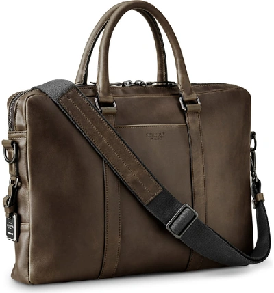 Shop Shinola Navigator Leather Computer Briefcase In Moss