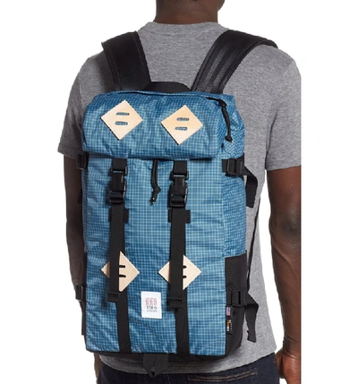 Shop Topo Designs 'klettersack' Backpack - Blue In Blue/ White Ripstop