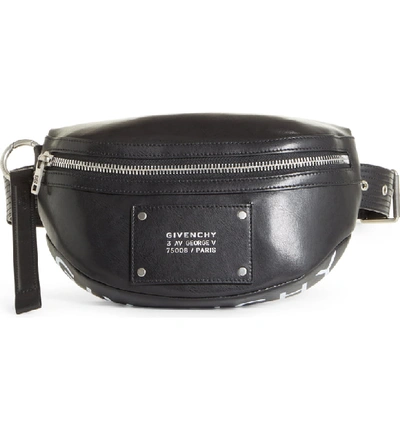 Shop Givenchy Logo Leather Belt Bag - Black