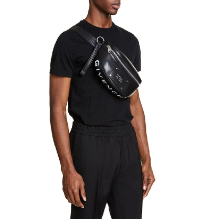 Shop Givenchy Logo Leather Belt Bag - Black