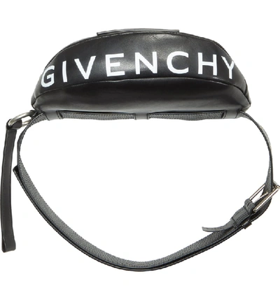 Shop Givenchy Logo Leather Belt Bag - Black