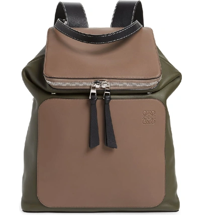 LOEWE Goya Backpack Green Calfskin Leather