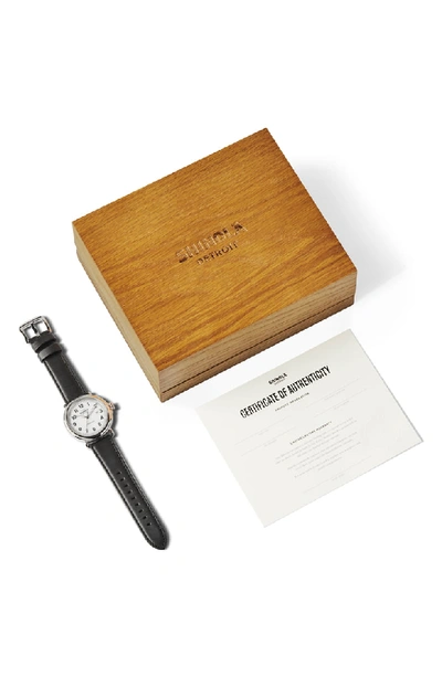 Shop Shinola Runwell Automatic Leather Strap Watch, 45mm In Black/ White/ Silver