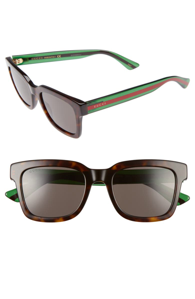 Shop Gucci Pop Web 52mm Sunglasses - Havana Grey Lens
