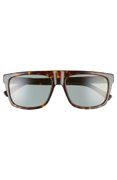 Shop Gucci 57mm Rectangular Sunglasses In Dark Havana/ Green