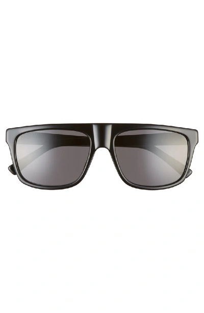 Shop Gucci 57mm Rectangular Sunglasses In Black/ Grey