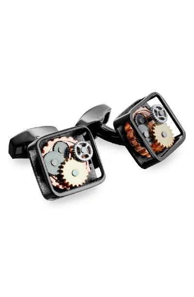 Shop Tateossian Square Gear Cuff Links In Metallic Silver