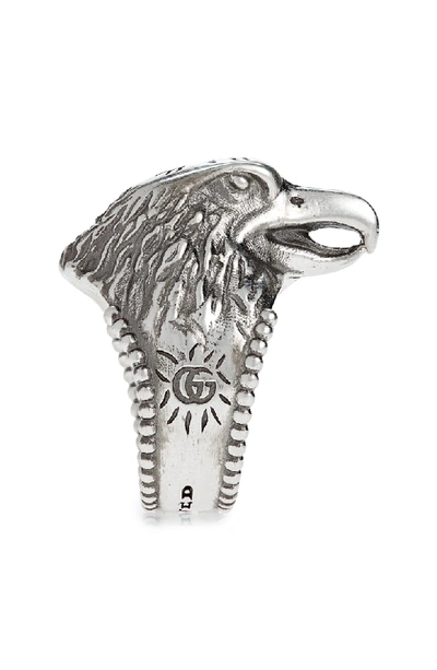 Shop Gucci Eagle Ring In Silver