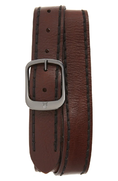 Shop Frye Stitched Edge Leather Belt In Brown