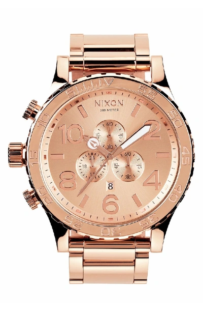 Shop Nixon 'the 51-30 Chrono' Watch, 51mm In Rose Gold