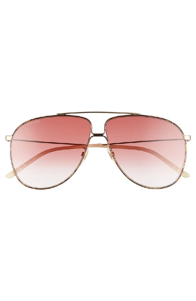 Shop Gucci 63mm Oversize Gradient Aviator Sunglasses - Gold/ Violet