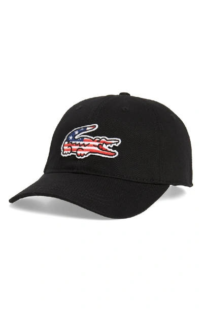 Shop Lacoste Big Croc Usa Applique Baseball Cap In Black