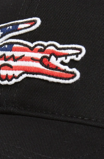Shop Lacoste Big Croc Usa Applique Baseball Cap In Black