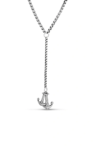 Shop Steve Madden Anchor Drop Pendant Necklace In Metallic Silver