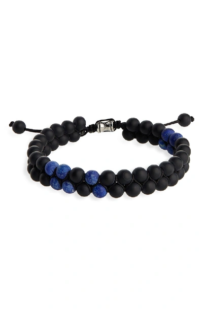 Shop Jonas Studio Double Woven Bead Bracelet In Black/ Blue