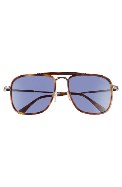 Shop Tom Ford Huck 58mm Navigator Sunglasses In Tortoise/ Blue