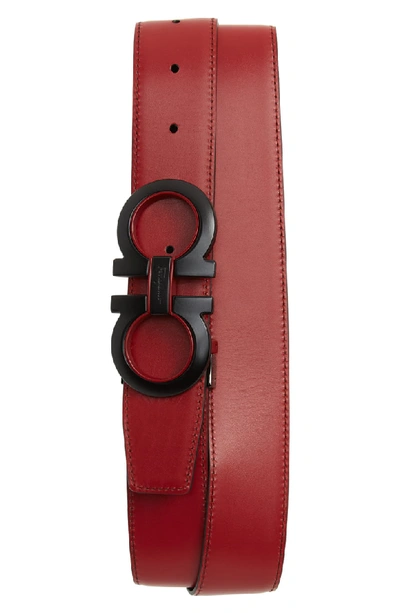 Shop Ferragamo Reversible Leather Belt In Nero / Rosso