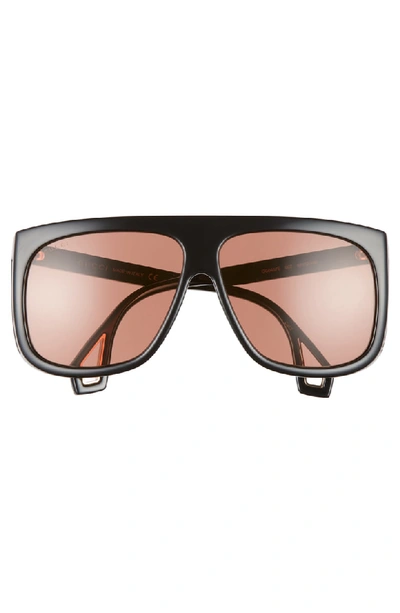 Shop Gucci 62mm Navigator Sunglasses In Black/ Red