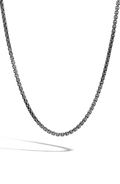 Shop John Hardy Classic Box Chain Necklace In Silver/ Black Rhodium
