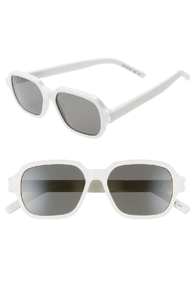 Shop Saint Laurent 53mm Square Sunglasses - Shiny Solid Ivory