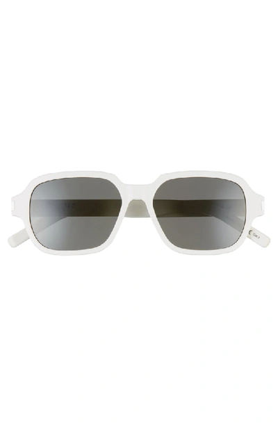 Shop Saint Laurent 53mm Square Sunglasses - Shiny Solid Ivory
