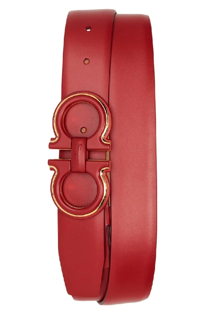 Shop Ferragamo Leather Belt In Rosso