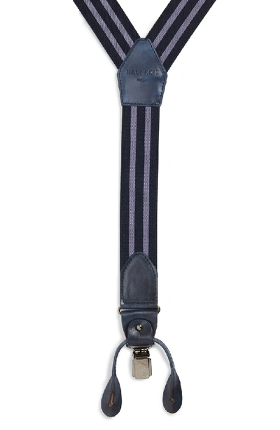 Shop Magnanni Hugo Suspenders In Light Blue / Navy