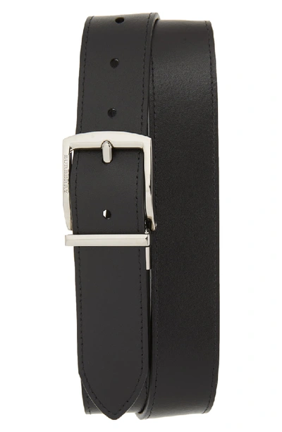 Shop Burberry Clark Reversible Belt In Navy/ Black