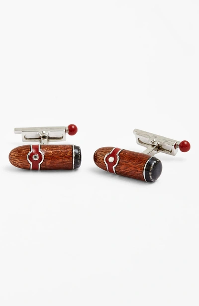 Shop Link Up Cigar & Match Cuff Links In Silver/ Brown/ Red