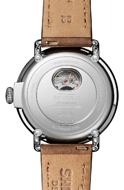 Shop Shinola Runwell Automatic Leather Strap Watch, 45mm In Tan/ Black/ Silver