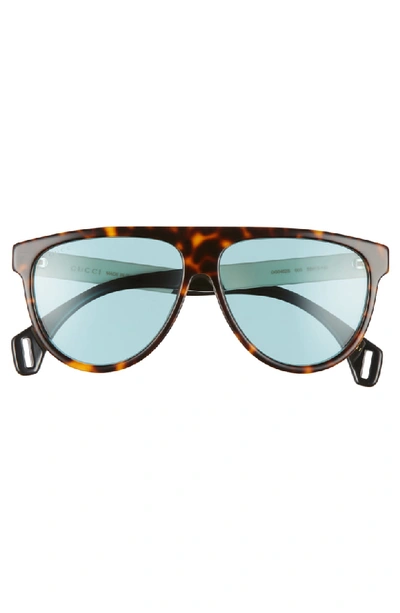 Shop Gucci 58mm Aviator Sunglasses - Dark Havana/ Ivory/ Green