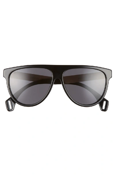 Shop Gucci 58mm Aviator Sunglasses - Black/ Grey